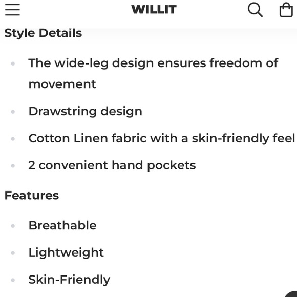 Willit Women's Cotton Linen Wide-Leg Pants Olive Green XL 31” - Picture 2 of 7